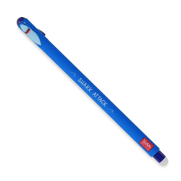 Erasable gel pen, Shark, blå, gelpenn med blekk som kan viskes ut