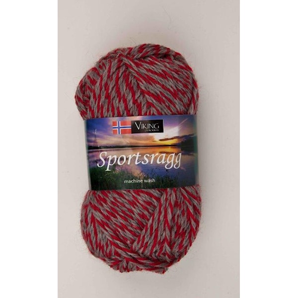 Viking of Norway Sportsragg Garn Ullmix 50g Grå/röd 560
