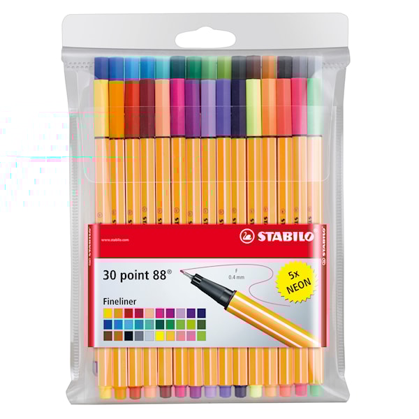 Ritpennor Fineliner Stabilo Point 88, 30-pack