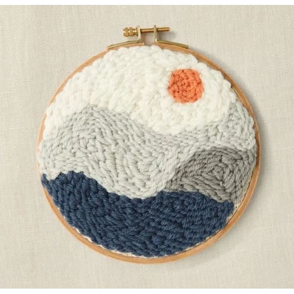 Punch needle-set med fjellmotiv, 15 x 15 cm, DMC Mindfulness