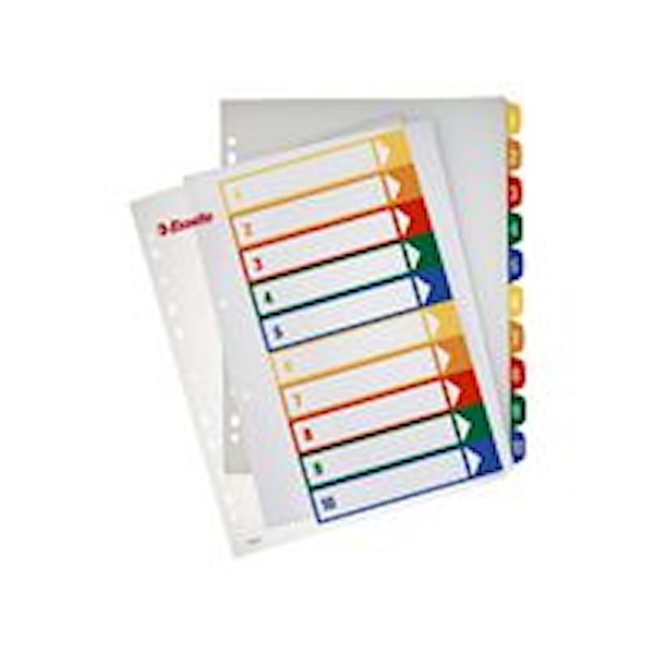 Plastregister 1-10 A4+ Flerfärgad
