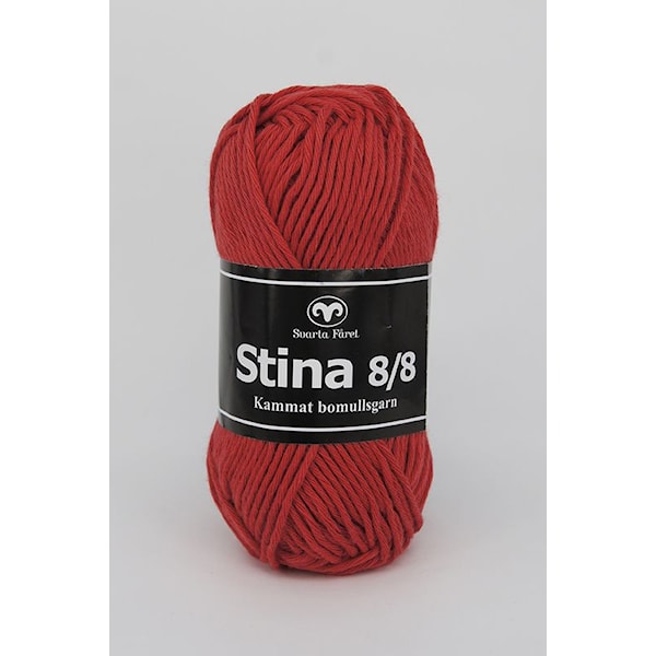 Stina 8/8 Garn Bomull 50 g Rødorange Svarta Fåret
