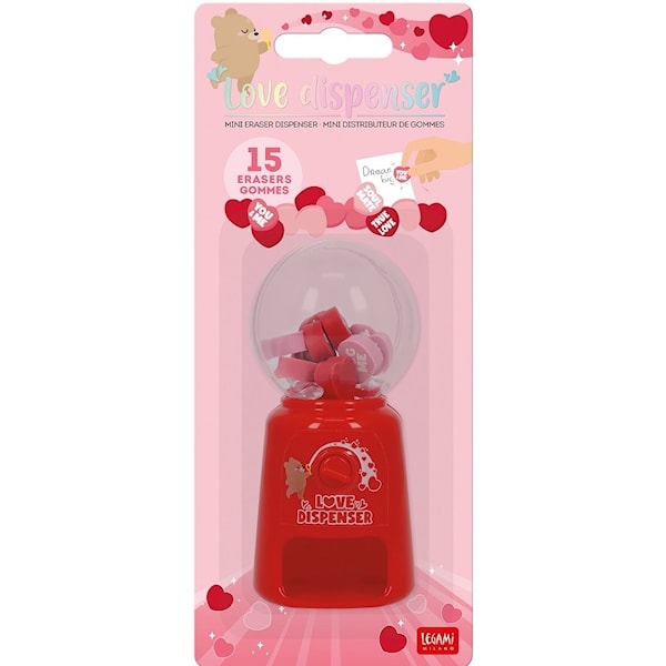 Viskelær-automat, Love dispenser med 12 mini-viskelær