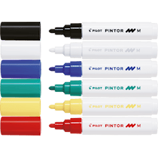 Pintor - Set Regular Mix -x6- Medium - Musta Sininen Punainen Vihreä Valkoinen Pilot