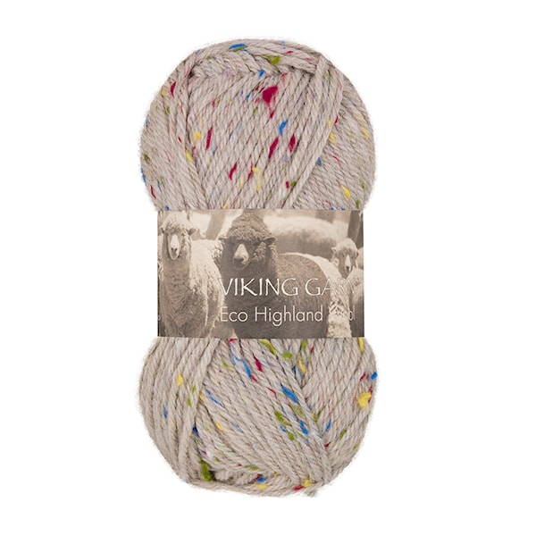 Highland Eco Wool Garn 50 g Brun Tweed 275 Viking Garn