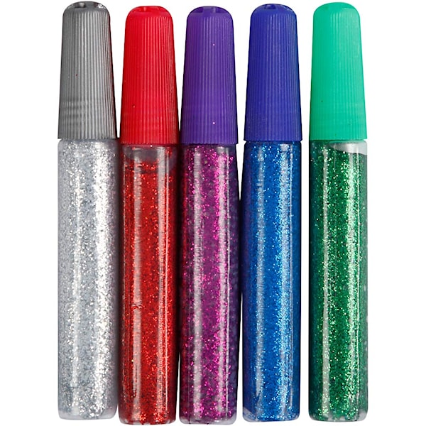 Glitterlim, ass. farger, 5x10 ml/ 1 pk.
