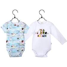 Body 2-pack, Mönstrad/vit, strl 74, Mumin