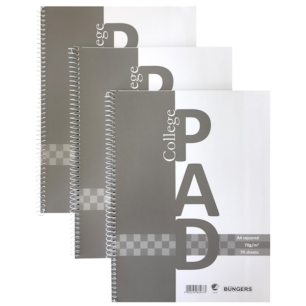 Kollegieblock A4 Rutat 3-p, B&uuml;ngers