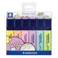 Staedtler Textsurfer® classic pastel -korostuskynä 6 kpl:n rasiassa, kuitukärjen leveys 1–5 mm, pastellivärit