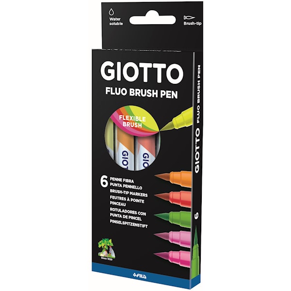 Brushpen Neonfarger 6-pack Giotto Turbo