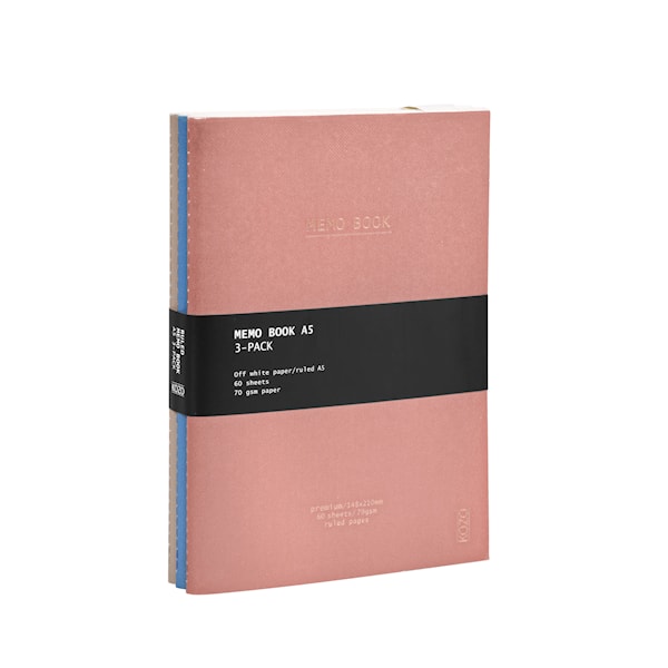 Skrivh&auml;fte A5 3 Pack Sand Windsurfer Muted Blush KOZO