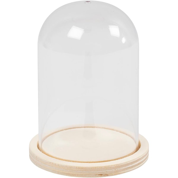 Klokke på tresokkel, H: 9,5 cm, dia. 6 cm, hullstr. 3 mm, 1 stk.