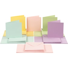 Kort och Kuvert Pastellfärger 15x15 cm 50-pack