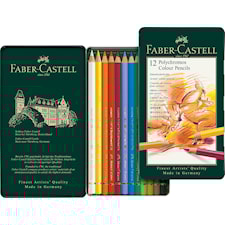 Polychromos Fargeblyanter Metalletui 12 pakning Faber-Castell