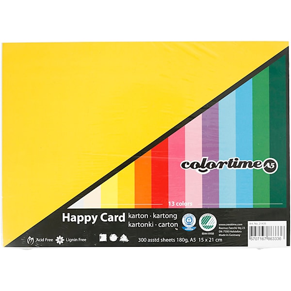 Vårpapp, A5, ark 148x210 mm, 180 g, ass. farger, 300 ass. ark/ 1 pk.