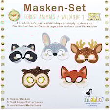 Kasvonaamarit ja aarrejahti Metsän eläimet 5-pakkaus Fridolin