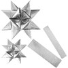 Stjernestrimler, sølvglitter, L: 86+100 cm, B: 25+40 mm, dia. 11,5+18,5 cm, 16 strimler/ 1 pk.