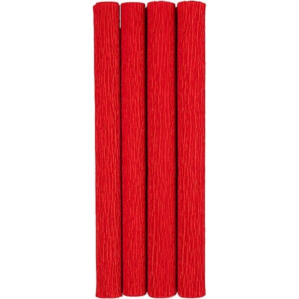 Kreppapir, ark 25x60 cm, Strekk-/krep: 180%, 105 g, rød, 4 ark/ 1 pk.