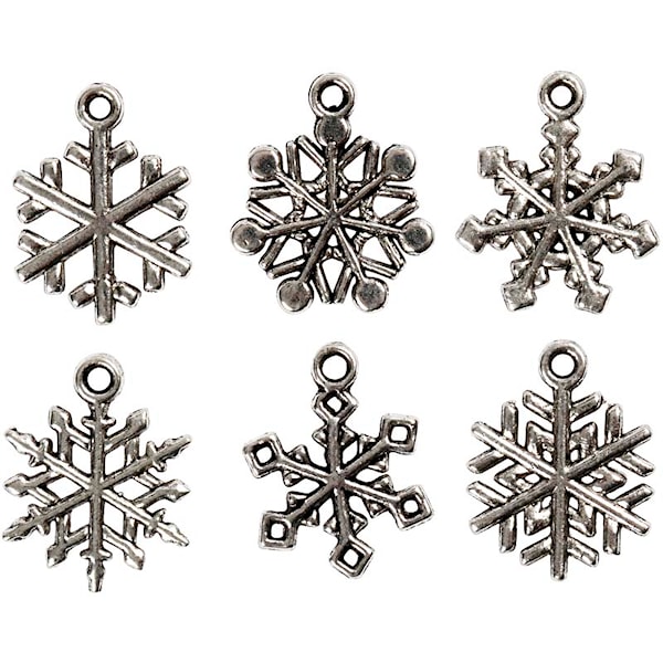 Snøkrystall med øye , H: 20 mm, hullstr. 1,5 mm, antikk sølv, 18 ass./ 1 pk.