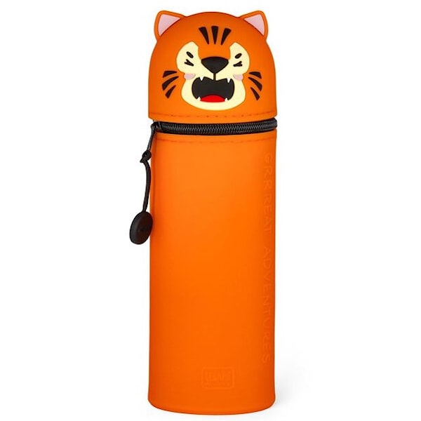 Pennal Tiger Av Silikon Med Glidelås 18,5 cm Kawaii