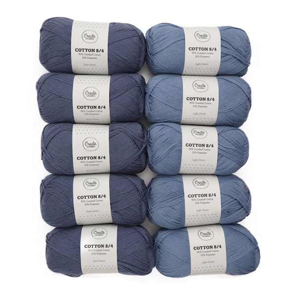 Adlibris Bomull 8/4 Garn 100g Double Denim 10-pack