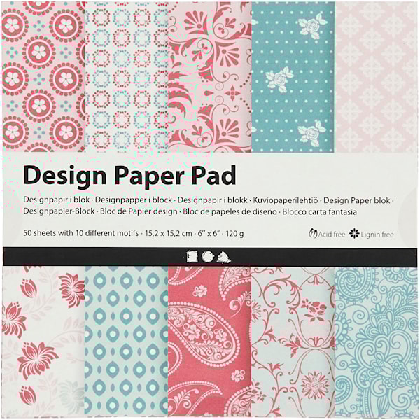 Designpapper Paperpad Rosa och Turkos 50 sidor Creativ Company
