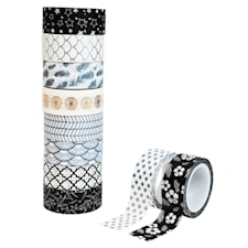 Washitejp 10-p svart, vit & metall Sense