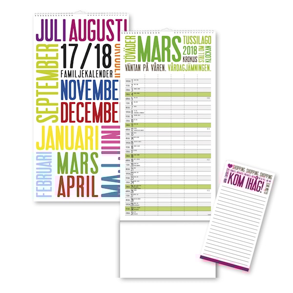 Väggkalender 2017-2018 Burde Familjekalender TrendArt FSC Mix