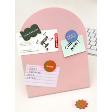 Magnetisk Kom-ihåg-tavla rosa med 4 st dubbelsiddiga magneter Inkerie