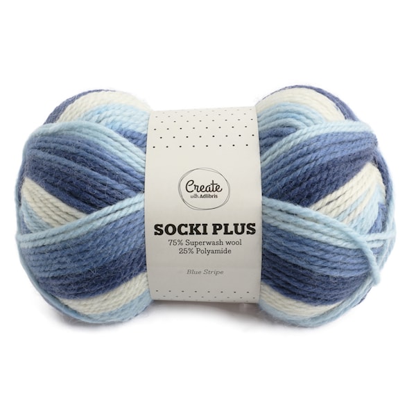 Adlibris Socki Plus Garn 100g Blue Stripe B034