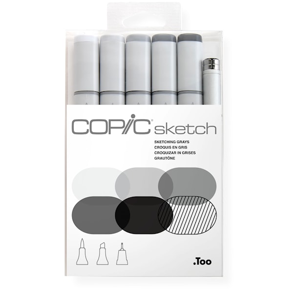 Copic Sketch Grå nyanser + En St Multiliner