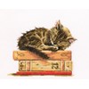 Broderisett med sovende kattunge 19,5x16,5 cm RTO