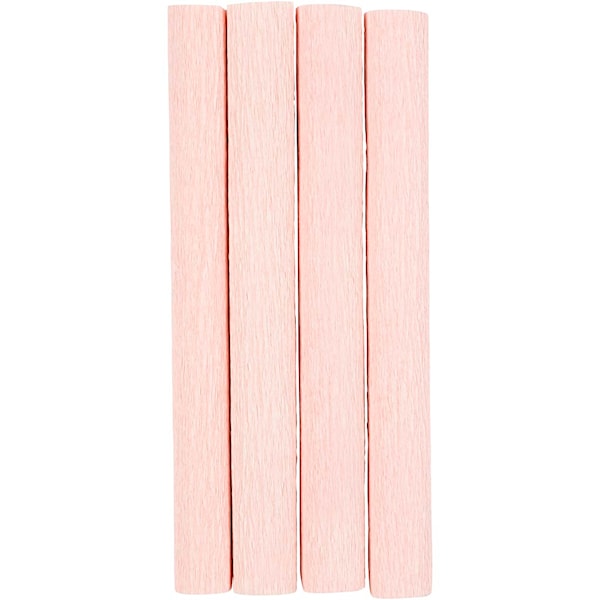Kreppapir, ark 25x60 cm, Strekk-/krep: 180%, 105 g, soft rosa, 4 ark/ 1 pk.