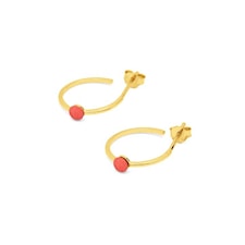 Louise Kragh Örhängen Microdot Gold Scarlet Red Matt