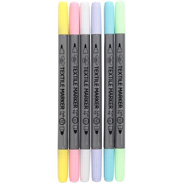 Textilpennor Pastell Dubbel Spets 2,3+3,6 mm 6-pack Creativ Company