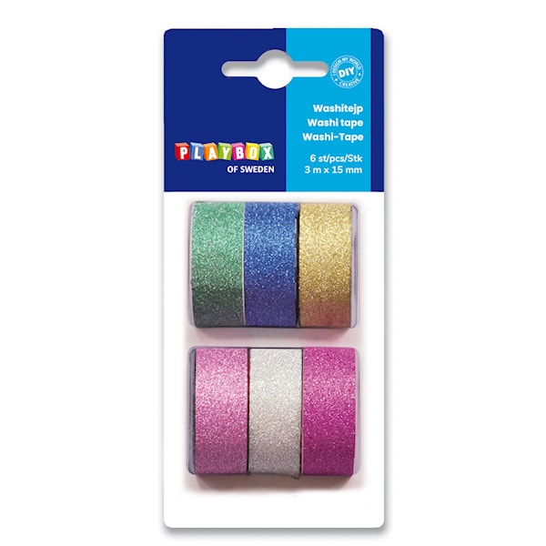 Washi-tape, Ensfarget med glitter, Playbox