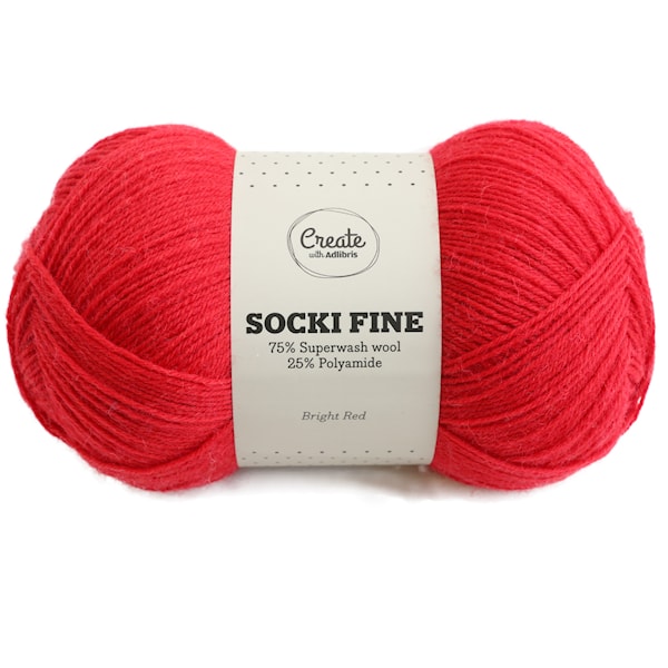 Adlibris Socki Fine 100g Bright Red A019