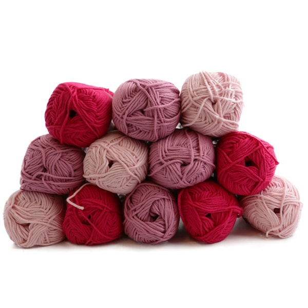 Lankapakkaus Adlibris Cotton lanka 100g Pink Delight 12 kpl