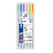 Triplus® fineliner 6 kpl STAEDTLER-paketissa 03 mm kuituterä Pastelli Staedtler