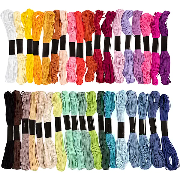 Broderitråd, tykkelse 1 mm, ass. farger, 42 bunt/ 1 pk.