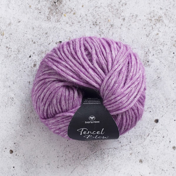 Tencel Blow alpakka-miks garn 50g Amethyst Purple 63 Svarta Fåret