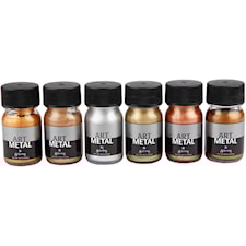 Art Metal maali, metallic-värit, 6x30 ml/ 1 pkk