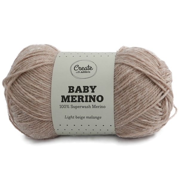Adlibris Baby Merinoull Garn 50g Light Beige Melange A005