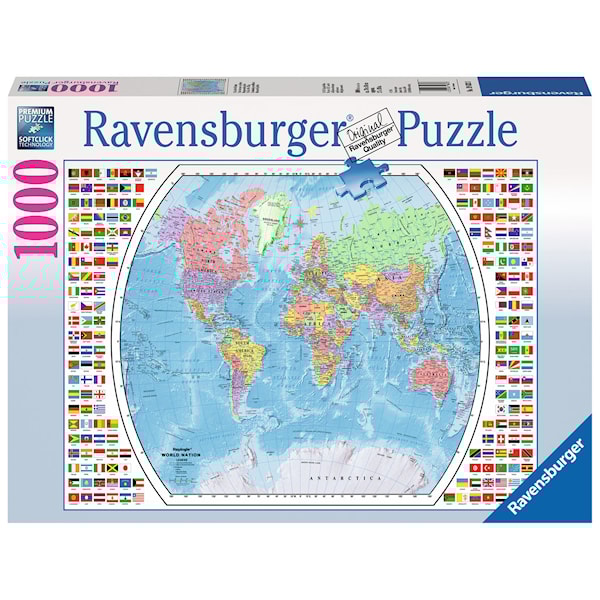 Political World Map, Puslespill 1000 biter, Ravensburger