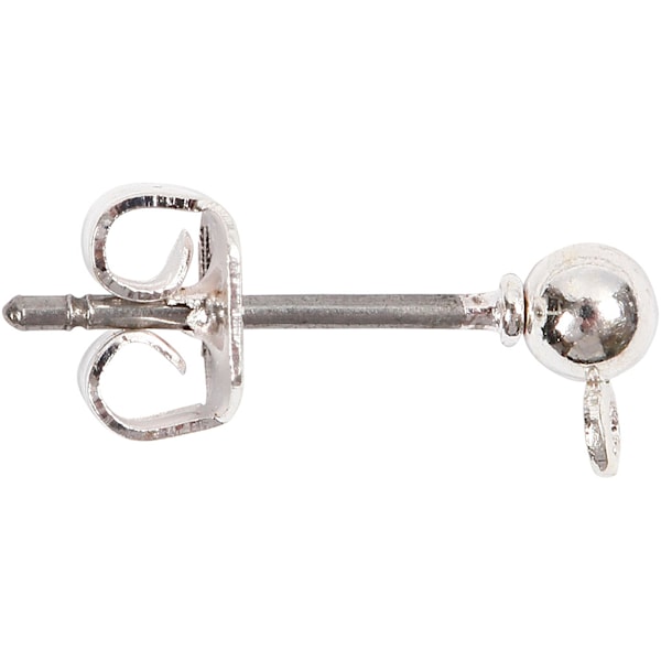Ørestikk, 13 mm, 10 stk., forsølvet