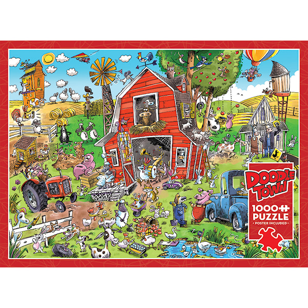 Puslespill DoodleTown: Farmyard Folly 1000 brikker, Cobble Hill