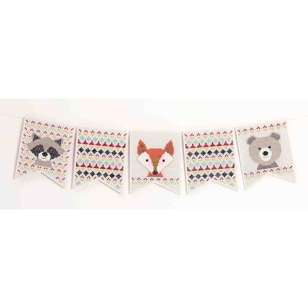 Broderi Vimpel med djur set 16,5 x 20,5 cm 5 delar