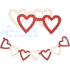 Girlanger Hjärta 5x5 cm Mix 60 st