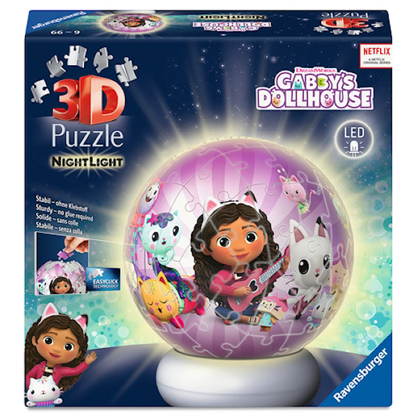 Puzzle-Ball Nightlight Gabby's Dollhouse 3D-Pussel 72 Bitar Ravensburger