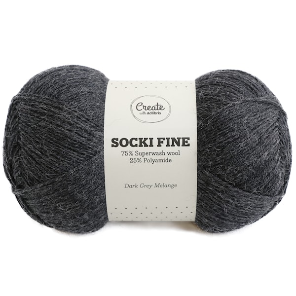 Adlibris Socki Fine 100g Dark Grey Melange A048